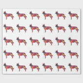 Blue Heeler Dog Geometric Pattern Silhouette Multi Cadeaupapier (Vlak)