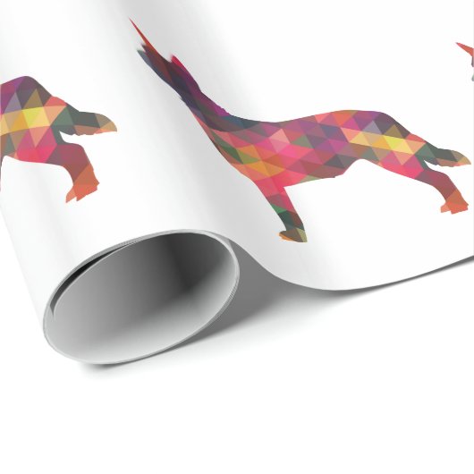 Blue Heeler Dog Geometric Pattern Silhouette Multi Cadeaupapier (Rol Hoek)