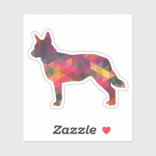 Blue Heeler Dog Geometric Pattern Silhouette Multi Sticker