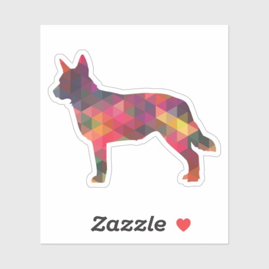 Blue Heeler Dog Geometric Pattern Silhouette Multi Sticker (Vel)