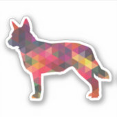Blue Heeler Dog Geometric Pattern Silhouette Multi Sticker (Voorkant)