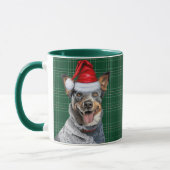 Blue Heeler Dog Green Holiday Plaid Kerstmis Mok (Links)