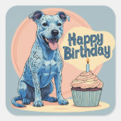 Blue Heeler Dog Kleurrijk Vierkante Sticker (Voorkant)