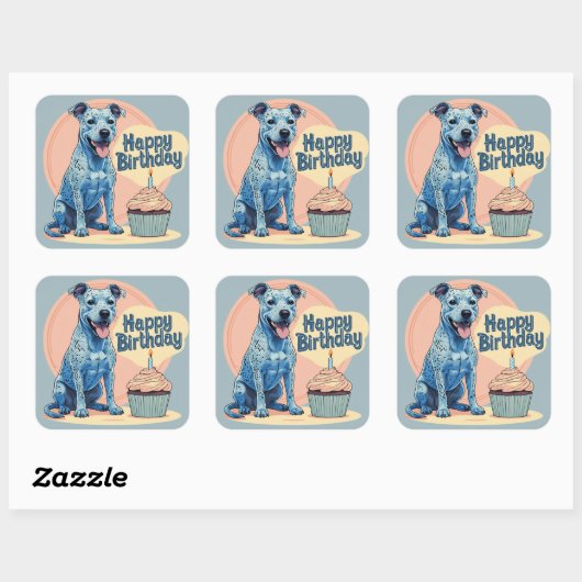 Blue Heeler Dog Kleurrijk Vierkante Sticker (Vel)