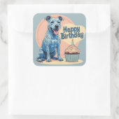 Blue Heeler Dog Kleurrijk Vierkante Sticker (Tas)