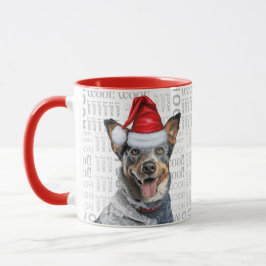 Blue Heeler Dog Santa op houten achtergrond Mok