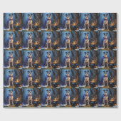 Blue Heeler Dog Whimsical Halloween Schilderij Cadeaupapier (Vlak)