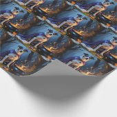 Blue Heeler Dog Whimsical Halloween Schilderij Cadeaupapier (Hoek)