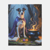 Blue Heeler Dog Whimsical Halloween Schilderij Fleece Deken (Voorkant)