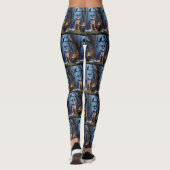 Blue Heeler Dog Whimsical Halloween Schilderij Leggings (Achterkant)