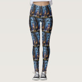 Blue Heeler Dog Whimsical Halloween Schilderij Leggings (Voorkant)