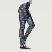 Blue Heeler Dog Whimsical Halloween Schilderij Leggings (Rechts)