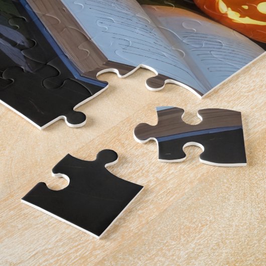 Blue Heeler Dog Whimsical Halloween Schilderij Legpuzzel (Zijkant)