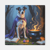 Blue Heeler Dog Whimsical Halloween Schilderij Magneet (Voorkant)
