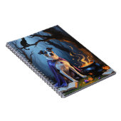 Blue Heeler Dog Whimsical Halloween Schilderij Notitieboek (Rechterzijde)