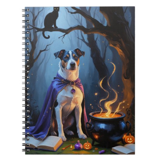 Blue Heeler Dog Whimsical Halloween Schilderij Notitieboek (Voorkant)