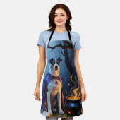 Blue Heeler Dog Whimsical Halloween Schilderij Schort (Gedragen)