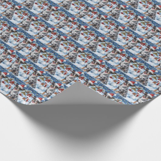 Blue Heeler Dog Winter Wonderland Christmas Joy Cadeaupapier (Hoek)