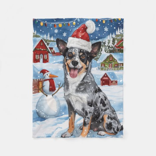Blue Heeler Dog Winter Wonderland Christmas Joy Fleece Deken (Voorkant)
