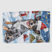 Blue Heeler Dog Winter Wonderland Christmas Joy Golfhanddoek (Horizontaal)