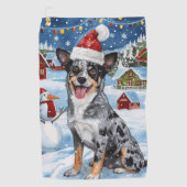 Blue Heeler Dog Winter Wonderland Christmas Joy Golfhanddoek (Voorkant)