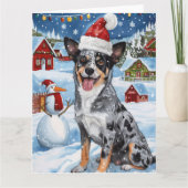 Blue Heeler Dog Winter Wonderland Christmas Joy Kaart (Voorkant)