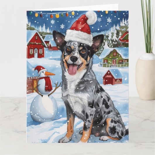 Blue Heeler Dog Winter Wonderland Christmas Joy Kaart (Voorkant)