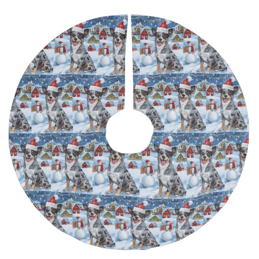 Blue Heeler Dog Winter Wonderland Christmas Joy Kerstboom Rok (Voorkant)