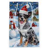 Blue Heeler Dog Winter Wonderland Christmas Joy Medium Cadeauzakje (Voorkant)