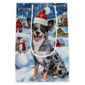Blue Heeler Dog Winter Wonderland Christmas Joy Medium Cadeauzakje (Achterkant)