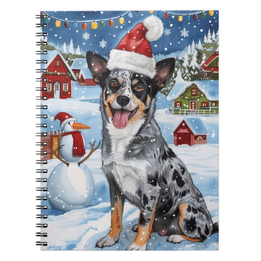 Blue Heeler Dog Winter Wonderland Christmas Joy Notitieboek (Voorkant)