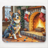 Blue Heeler Fireplace with Christmas Lights Muismat (Voorkant)
