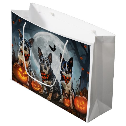 Blue Heeler Halloween Spoken Groot Cadeauzakje (Voorkant Gekanteld)