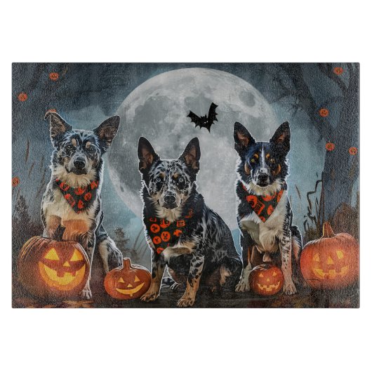 Blue Heeler Halloween Spoken Snijplank (Voorkant)