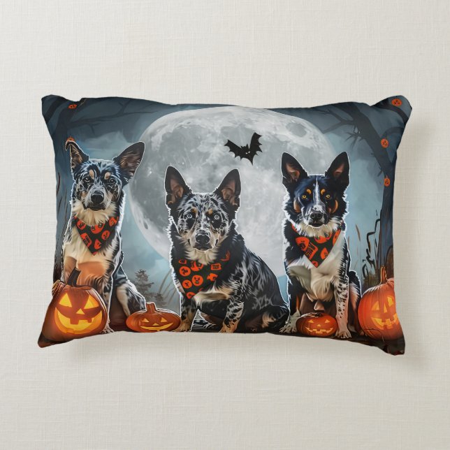 Blue Heeler Halloween Spooky Accent Kussen (Achterkant)