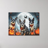 Blue Heeler Halloween Spooky Canvas Afdruk (Voorkant)
