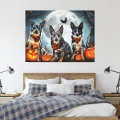Blue Heeler Halloween Spooky Canvas Afdruk (Insitu (Slaapkamer))
