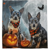 Blue Heeler Halloween Spooky Douchegordijn (Voorkant)