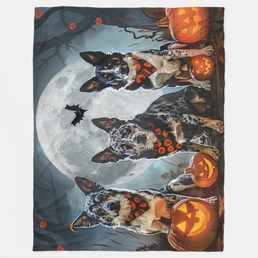 Blue Heeler Halloween Spooky Fleece Deken (Voorkant)