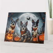 Blue Heeler Halloween Spooky Kaart (Voorkant)