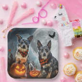 Blue Heeler Halloween Spooky Papieren Bordje (Feest)