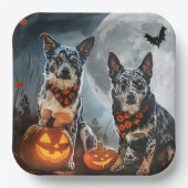 Blue Heeler Halloween Spooky Papieren Bordje (Voorkant)