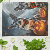 Blue Heeler Halloween Spooky Theedoek (Gevouwen)