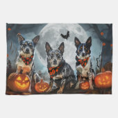 Blue Heeler Halloween Spooky Theedoek (Horizontaal)