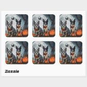 Blue Heeler Halloween Spooky Vierkante Sticker (Vel)