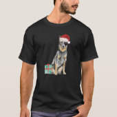 Blue Heeler Herding Aussie Puppy Kerstmis Santa H T-shirt (Voorkant)