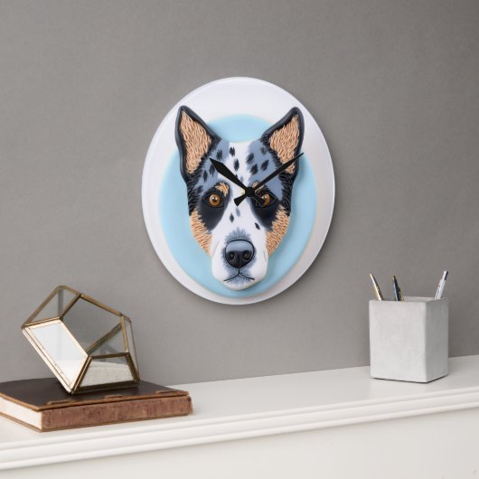 Blue Heeler Hond 3D Geïnspireerd Grote Klok (Kantoor)