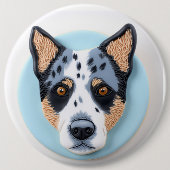 Blue Heeler Hond 3D Geïnspireerd Ronde Button 6,0 Cm (Voorkant)