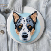 Blue Heeler Hond 3D Geïnspireerd Ronde Button 6,0 Cm (In situ)