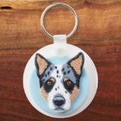 Blue Heeler Hond 3D Geïnspireerd Sleutelhanger (Voorkant)